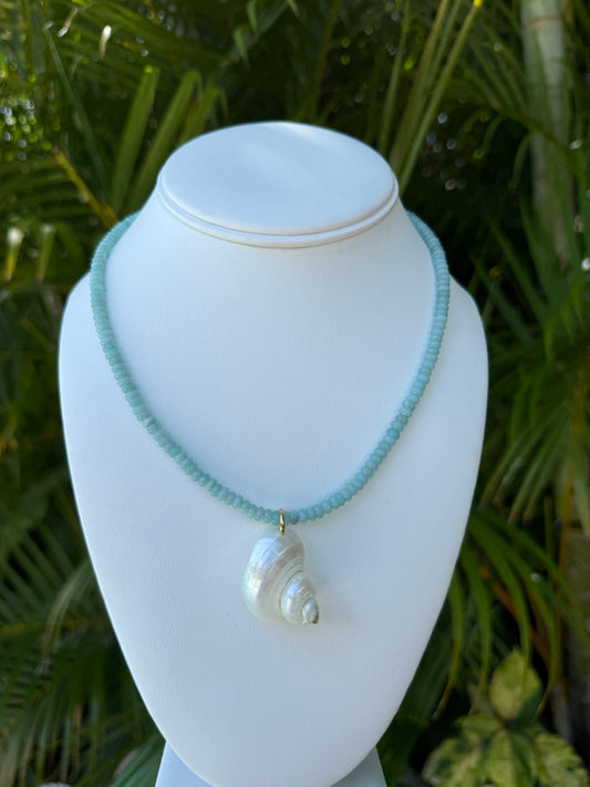 Amazonite Beaded Seashell Necklace