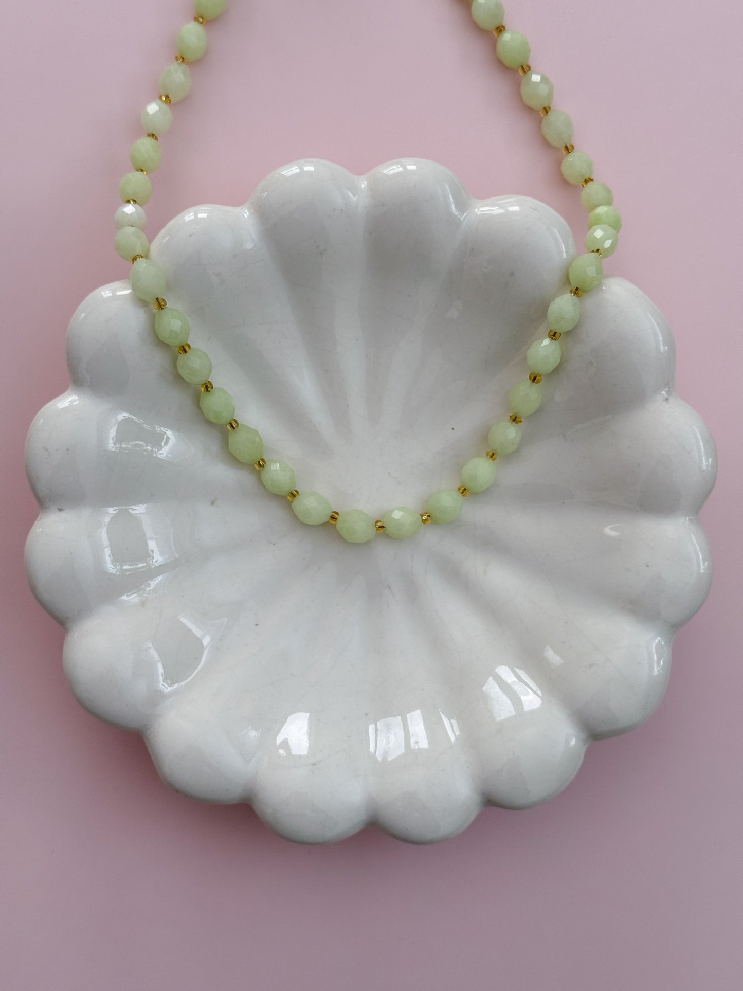 Lemon Lime Jade Beaded Necklace