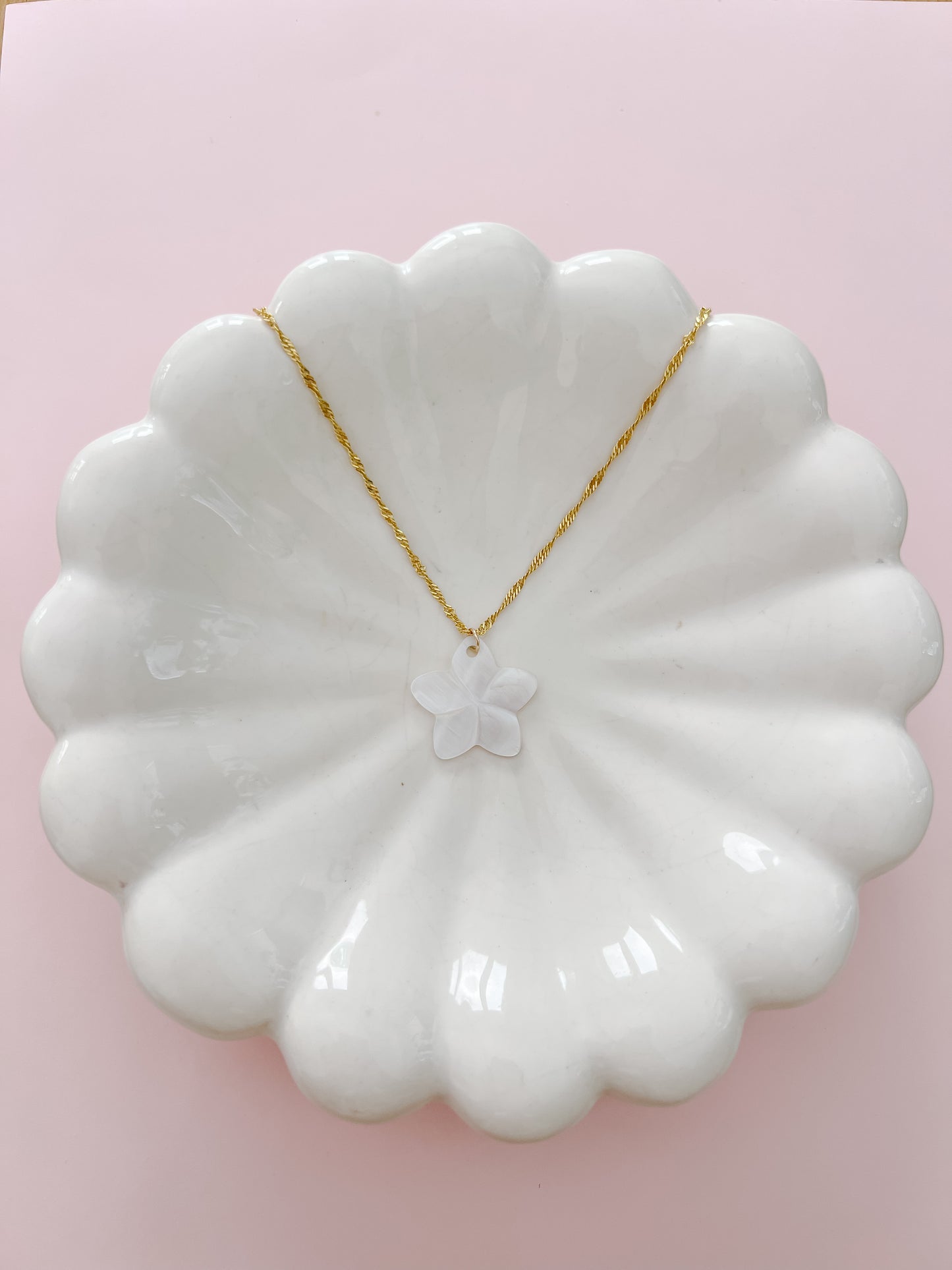 Mother of Pearl Plumeria Necklace