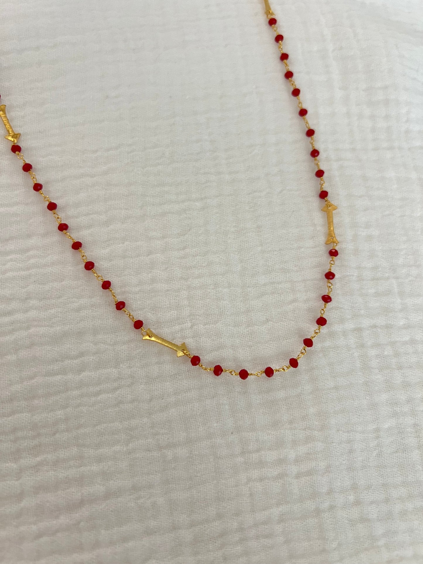 Garnet & Gold Arrow Layering Chain Necklace