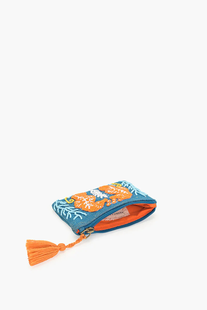 Teal & Orange Seahorse Card Wallet