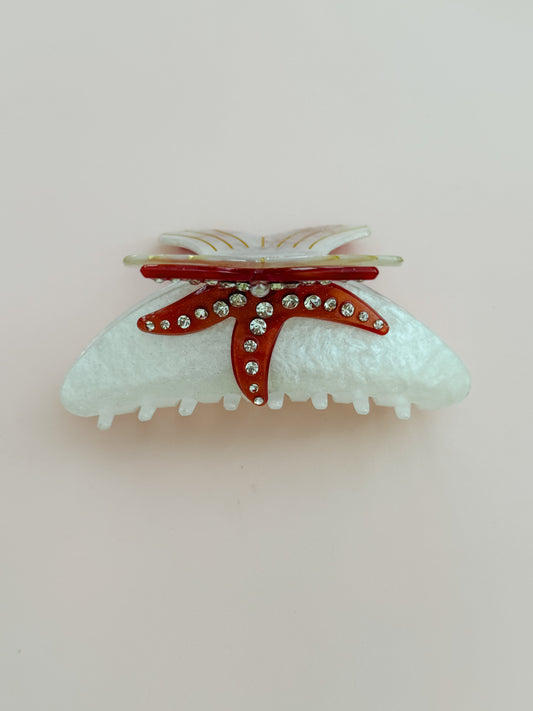 Red Starfish Hair Clip
