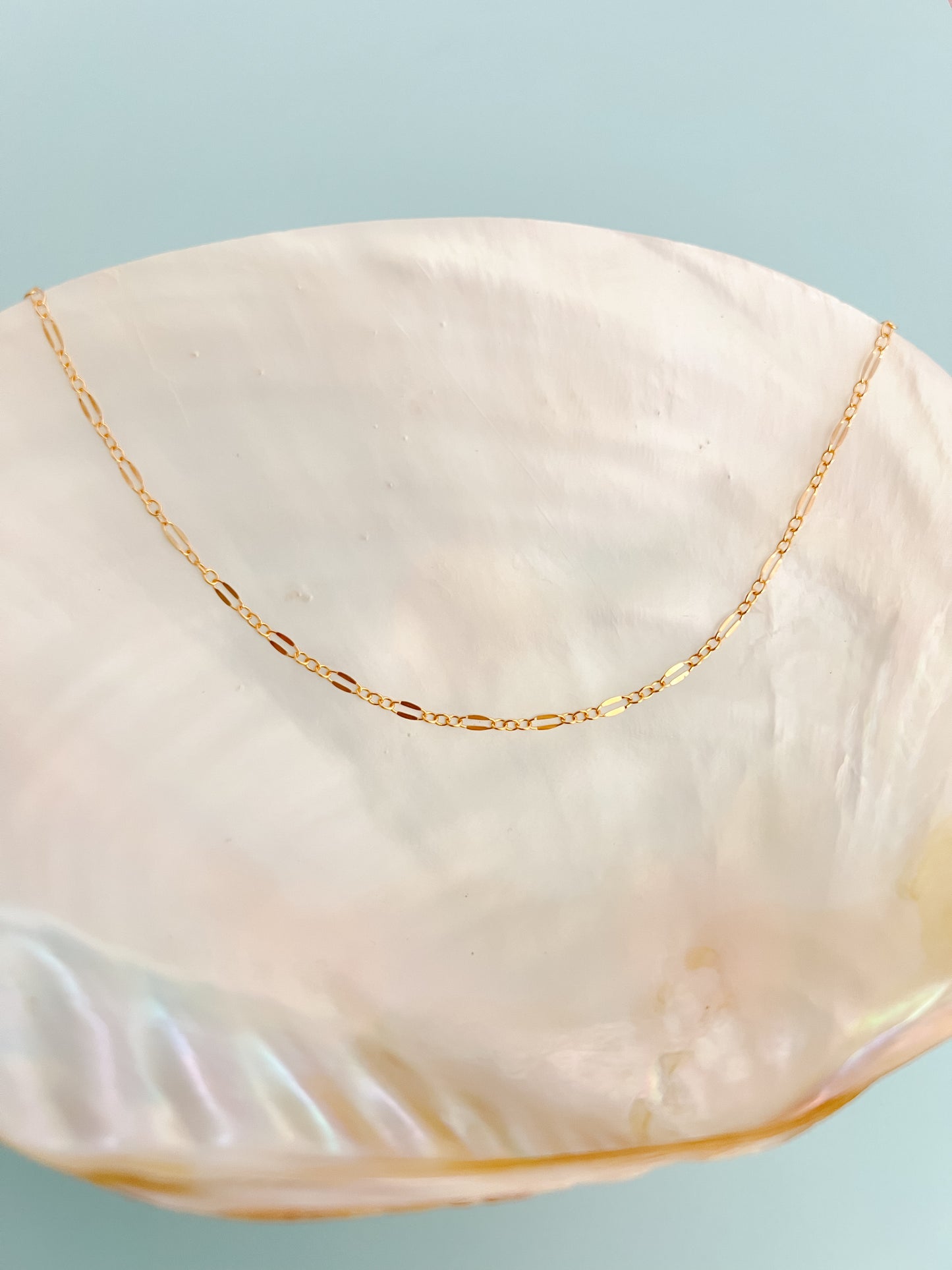 Gold Filled Dainty Sequin Layering Necklace Chain