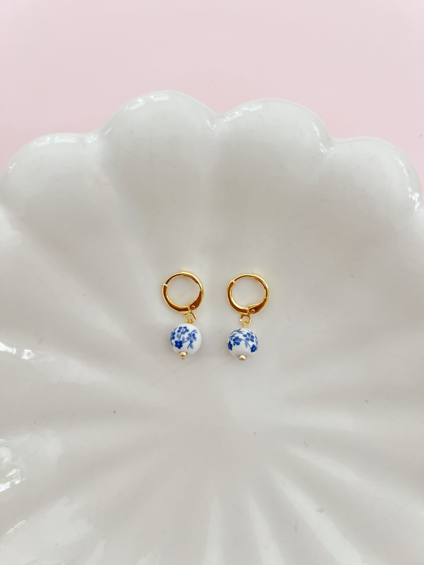 Blue and White Flower Earrings