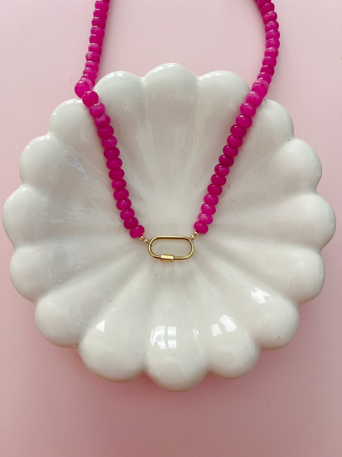 Magenta Jade Beaded Necklace