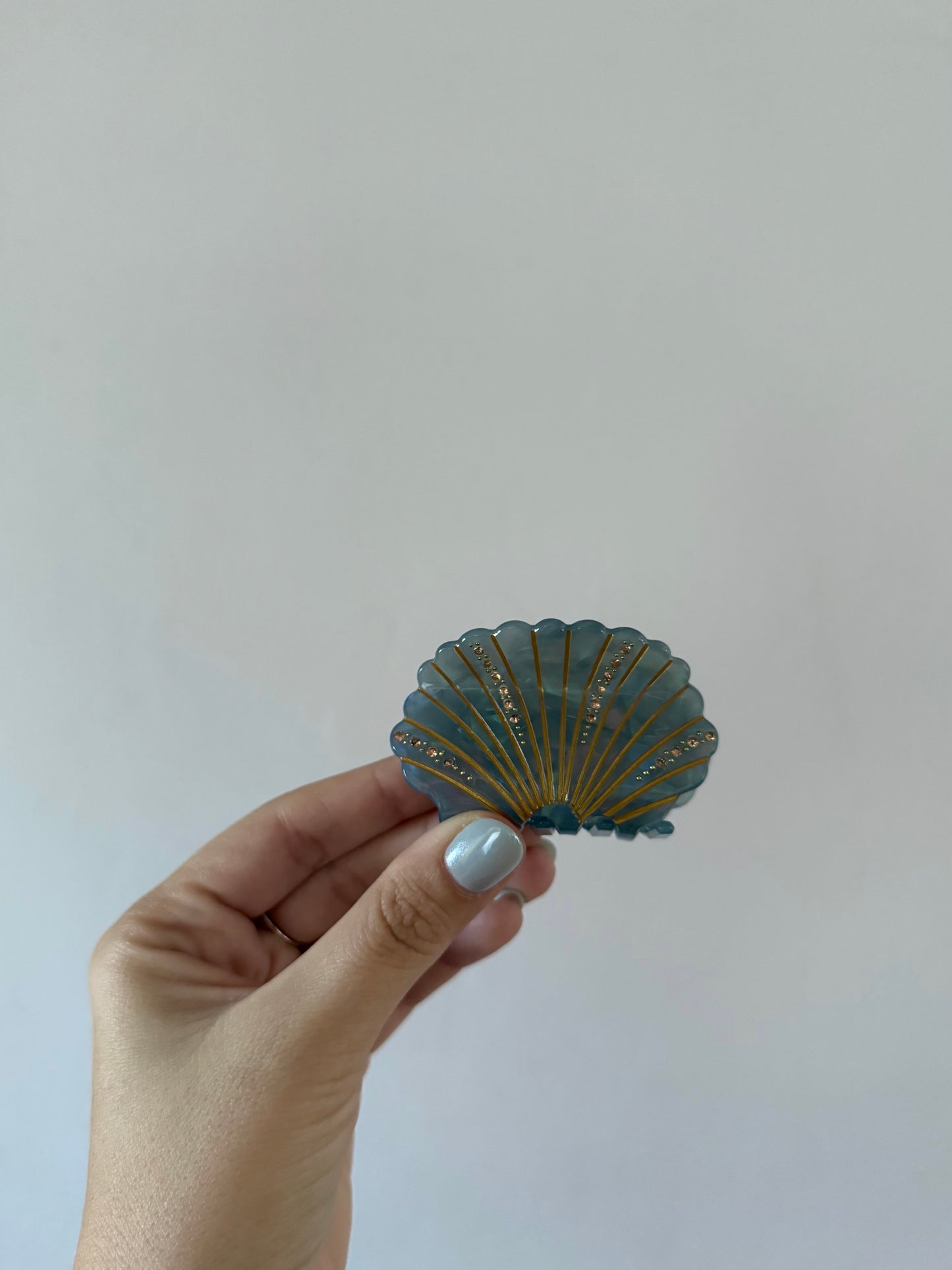 Grey Blue Shell Hair Clip