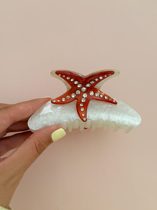 Red Starfish Hair Clip