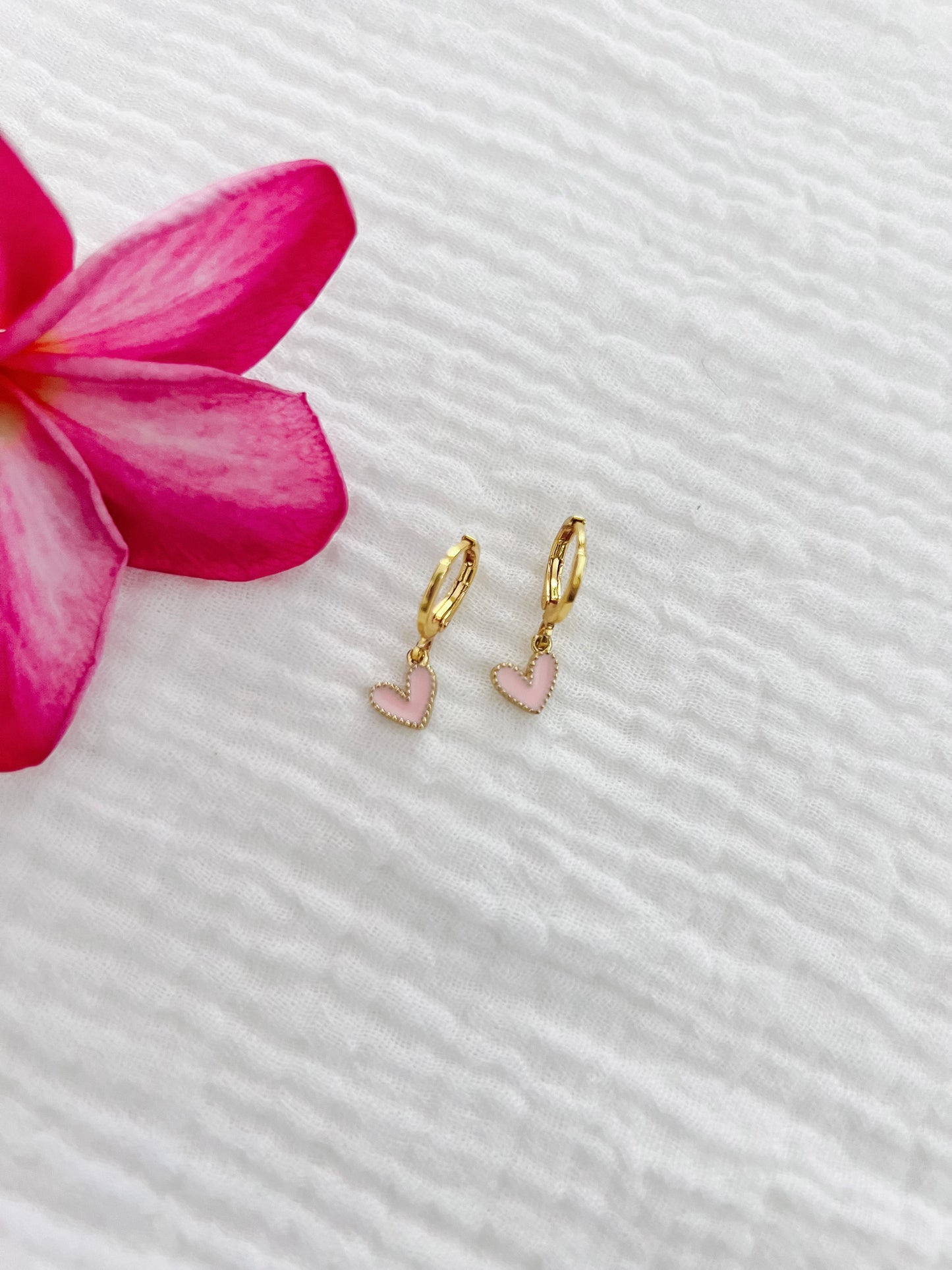 Tiny Pink Heart Earrings