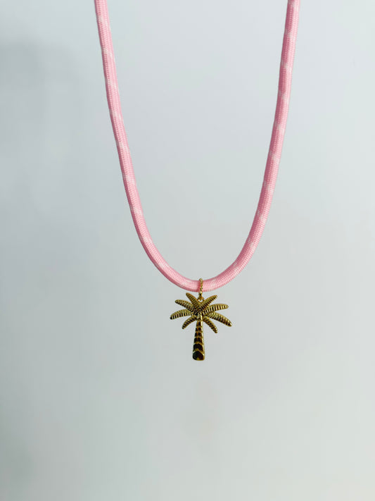 Pink Cord Palm Tree Necklace