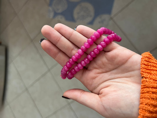 Magenta Jade Beaded Necklace