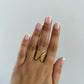Gold Stainless Steel Double Shell Ring
