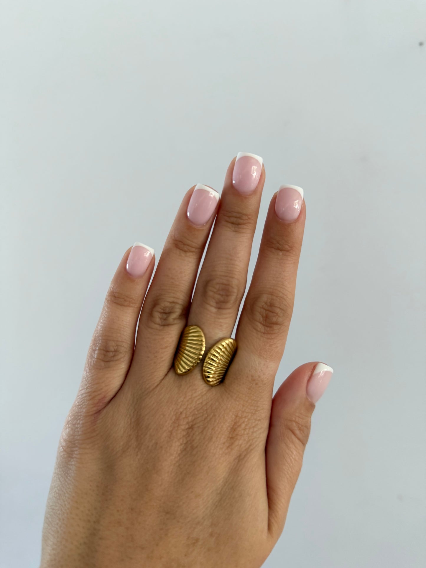 Gold Stainless Steel Double Shell Ring