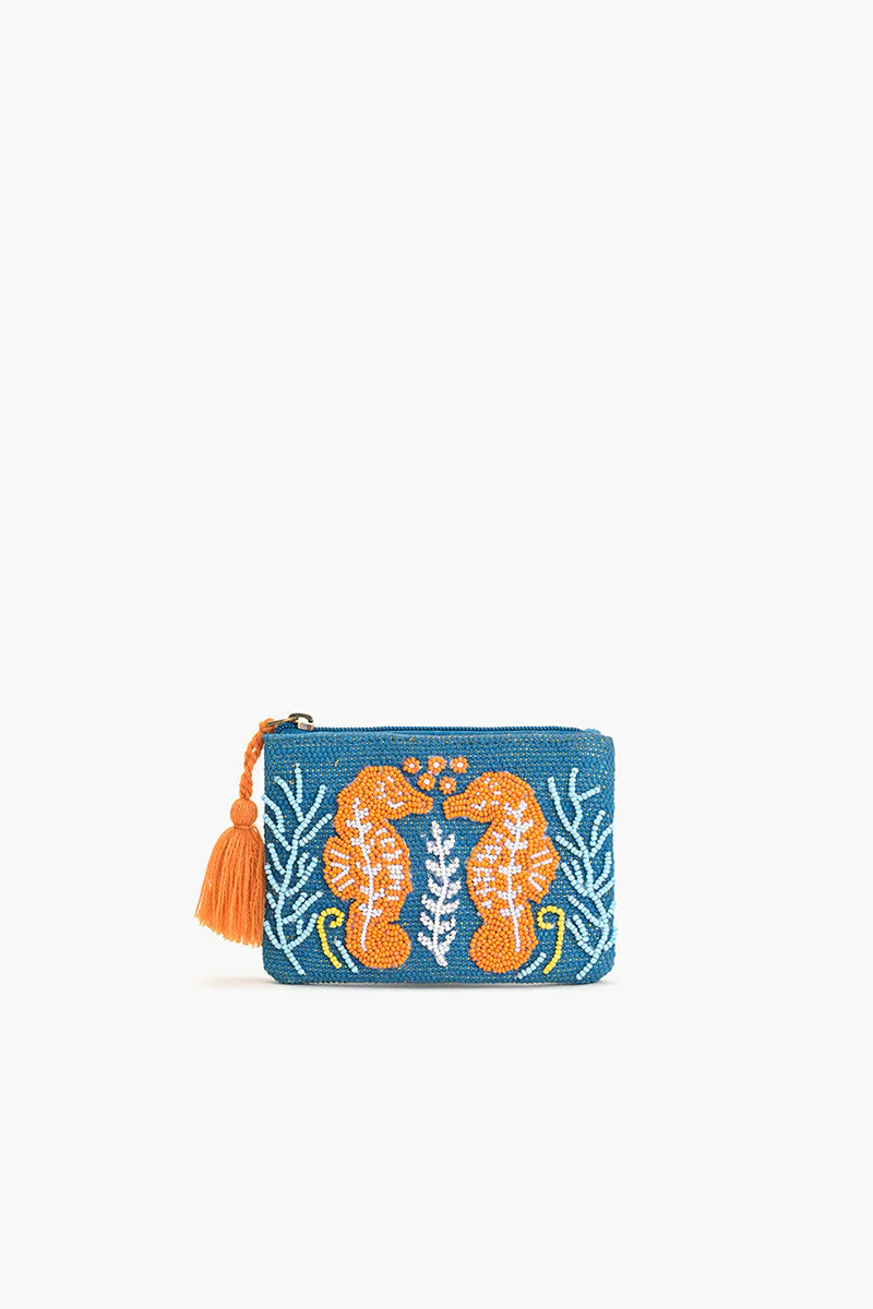 Teal & Orange Seahorse Card Wallet