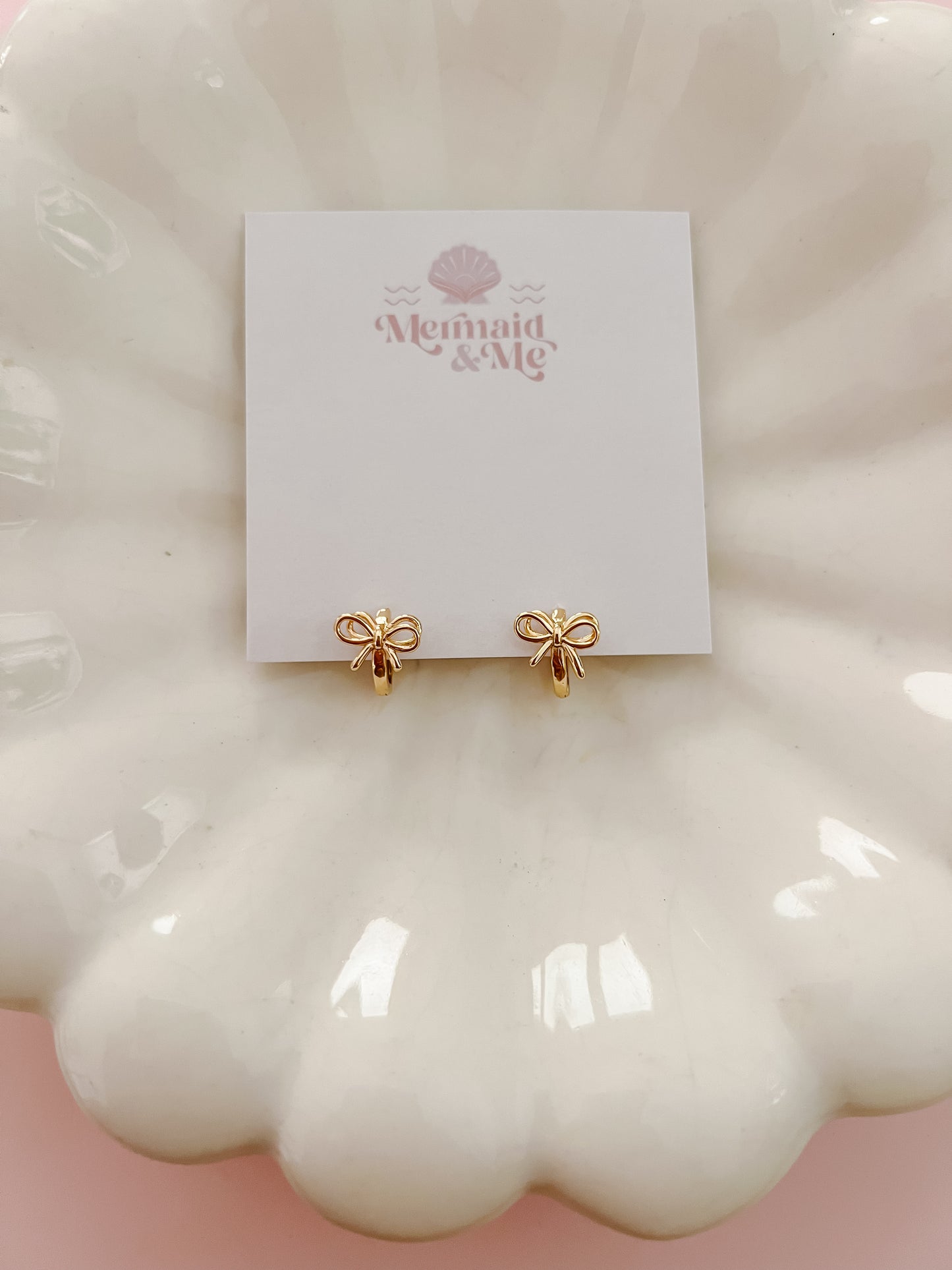 Gold Tiny Bow Huggie Earrings