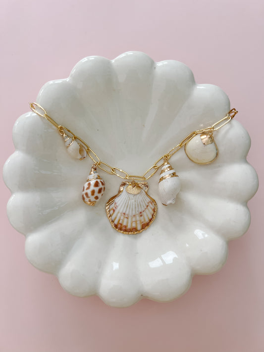 Golden Lining Seashell Charm Necklace