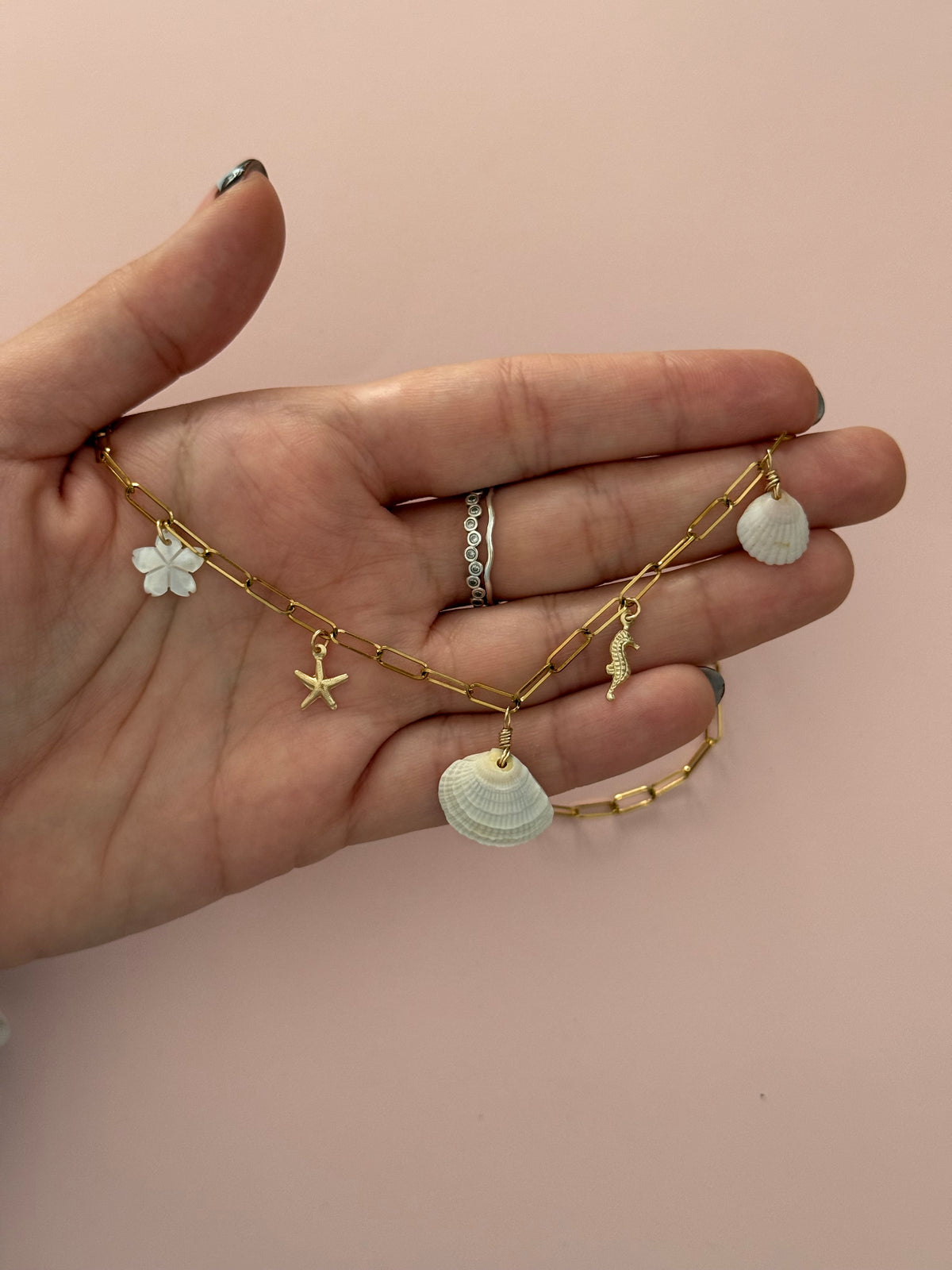 Rosemary Seashell Charm Necklace