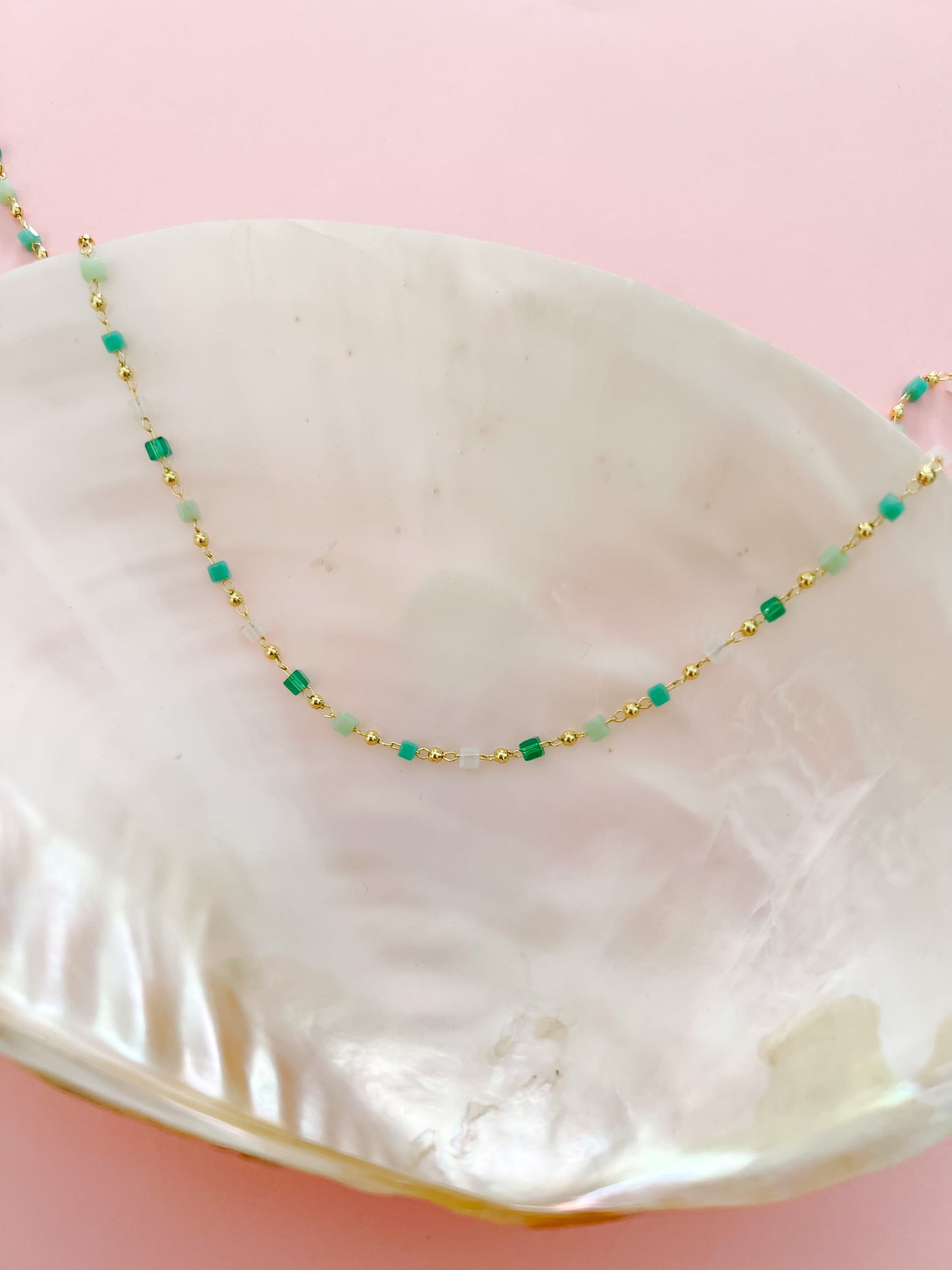 Turquoise & Gold Beaded Layering Chain Necklace