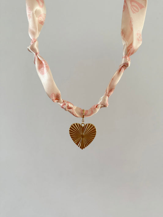 Gold Heart Scarf Necklace