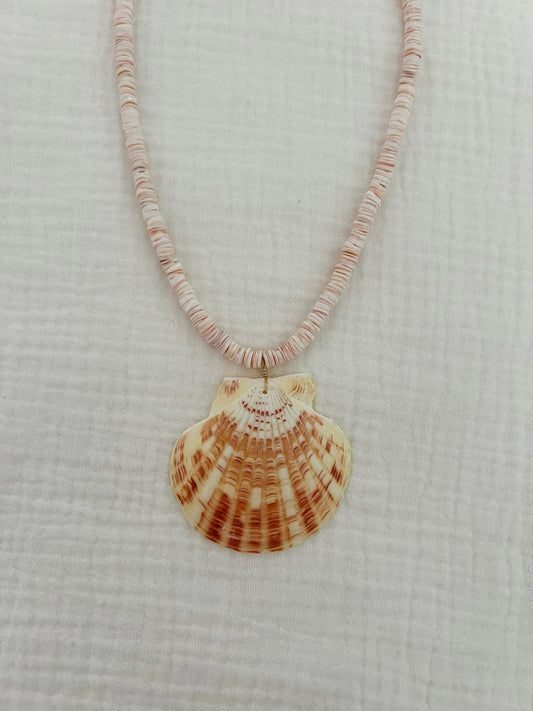 Large Scallop & Shell Heishi Necklace