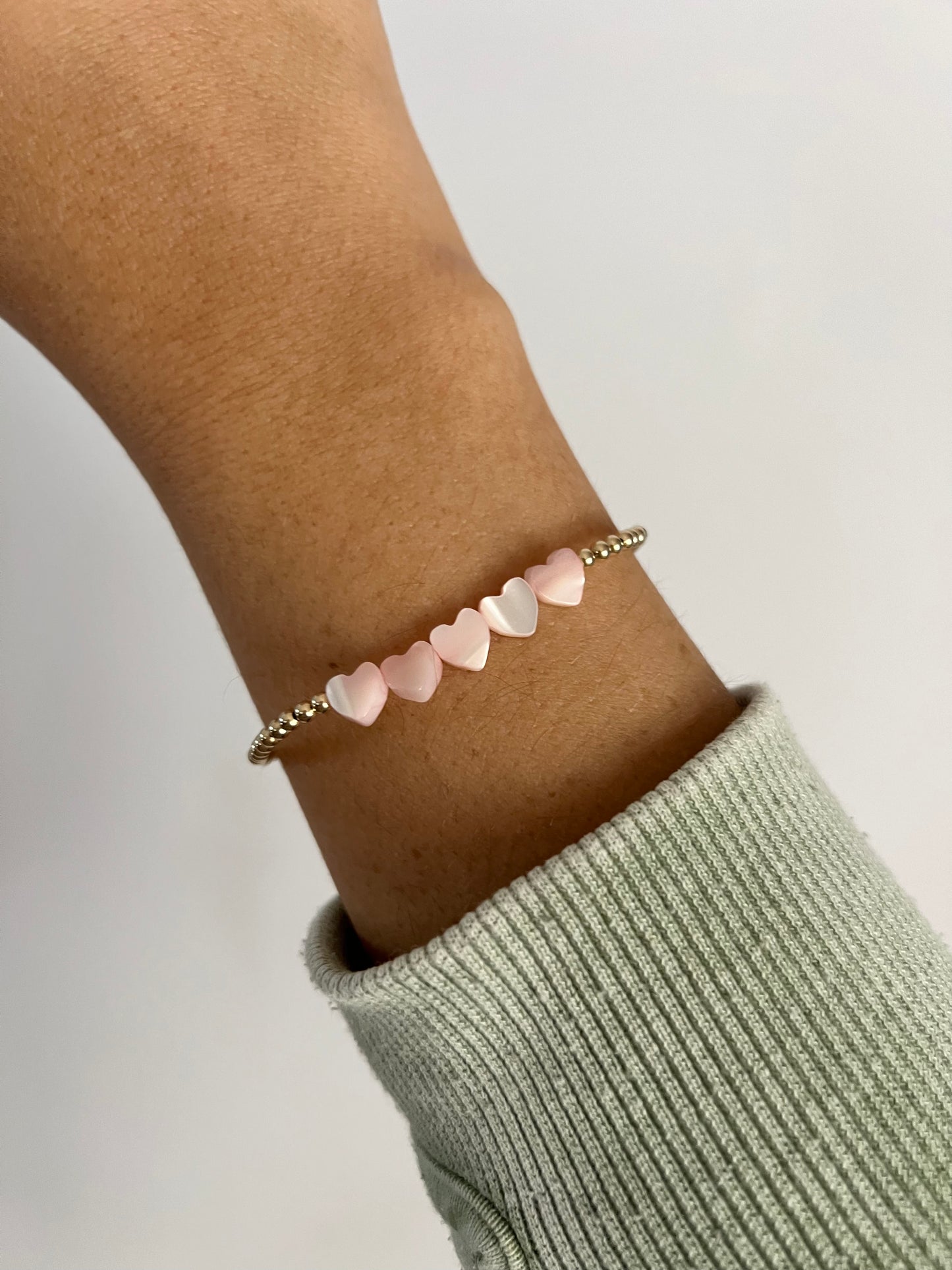 Pink Shell Heart Gold Filled Bracelet