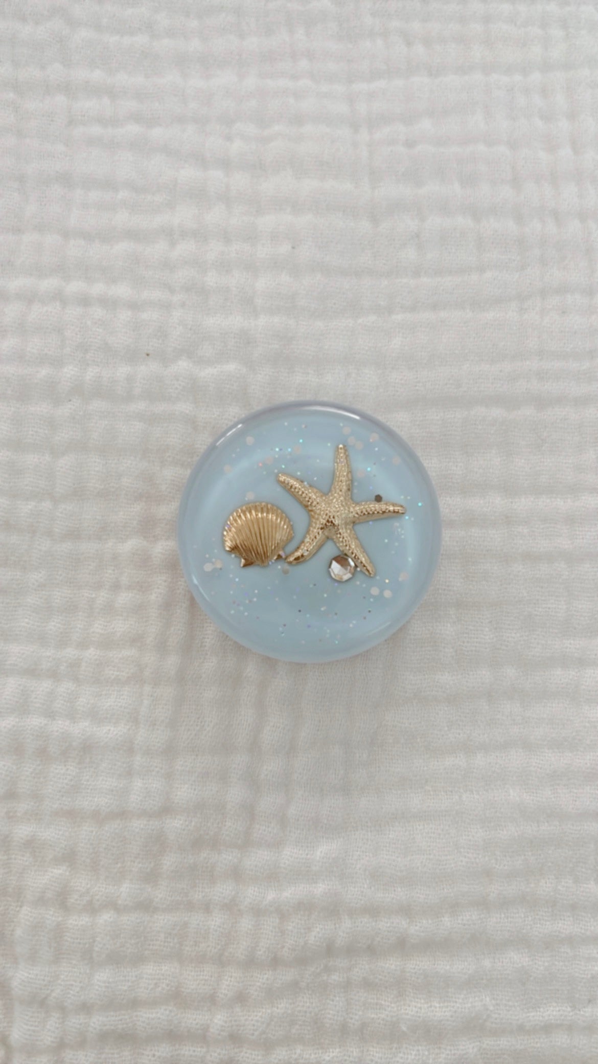 Light Blue & Gold Seashell Starfish Pop Phone Holder Grip