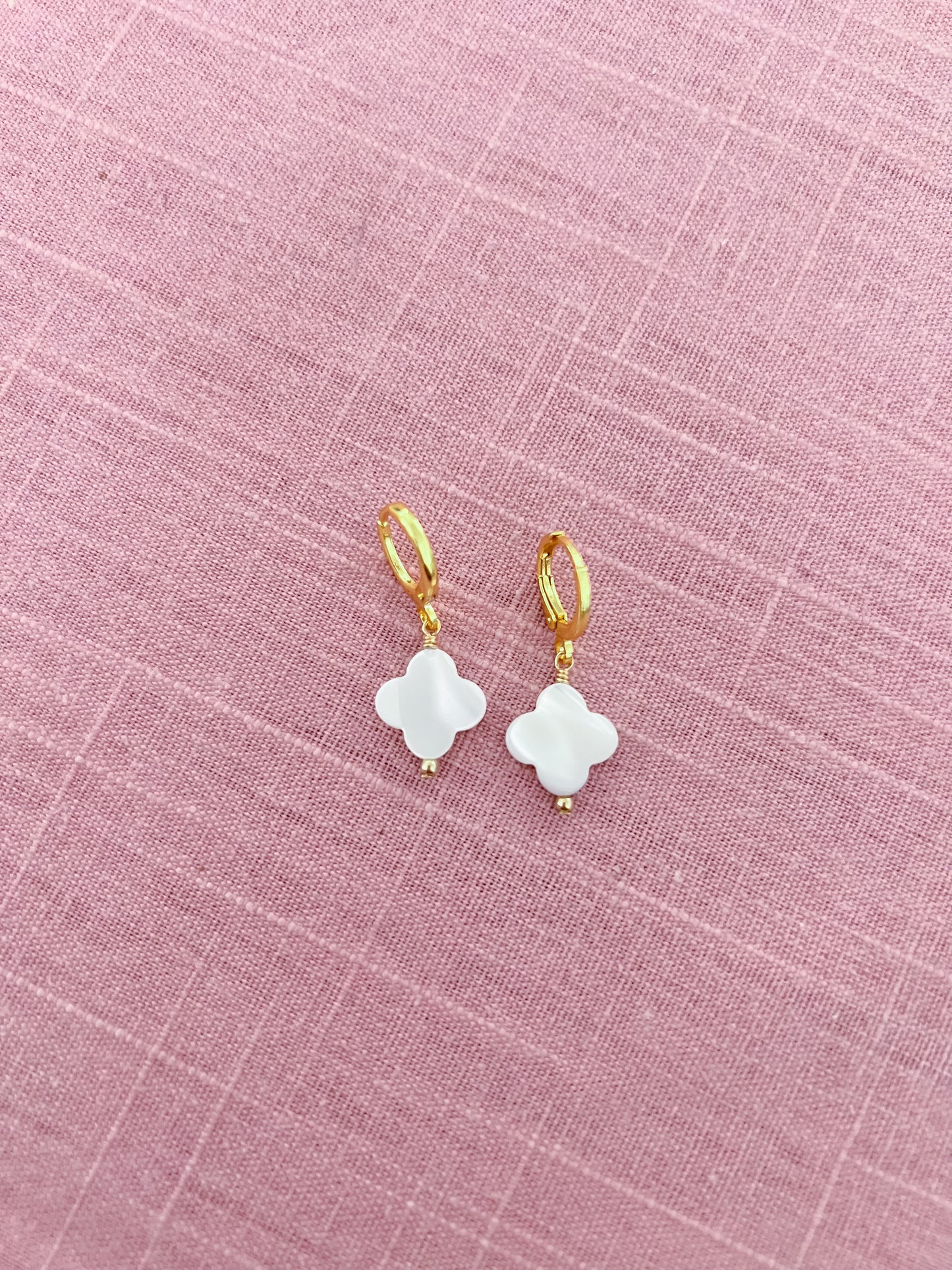 Mother of Pearl Shell Quatrefoil Earrings