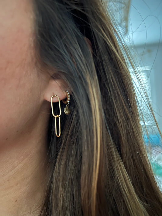 Two Link Paper Clip Post Earrings