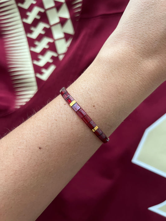 Garnet and Gold Tile Bracelet