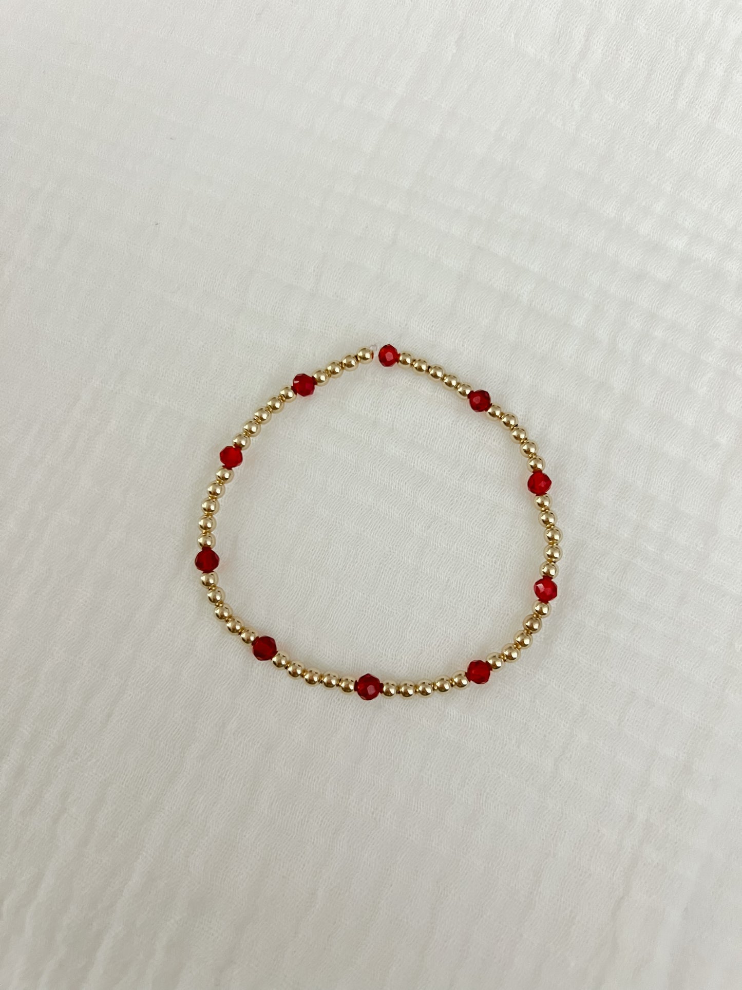 Garnet and Gold Filled Beaded Bracelet