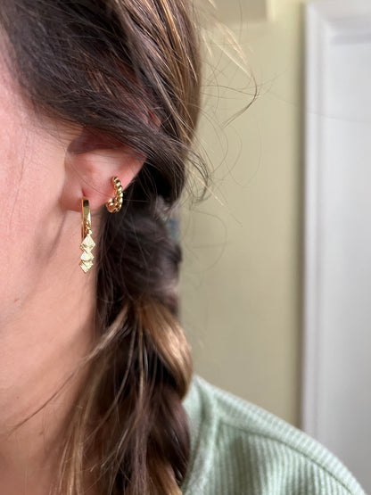 Dangly Diamond Hoop Earrings