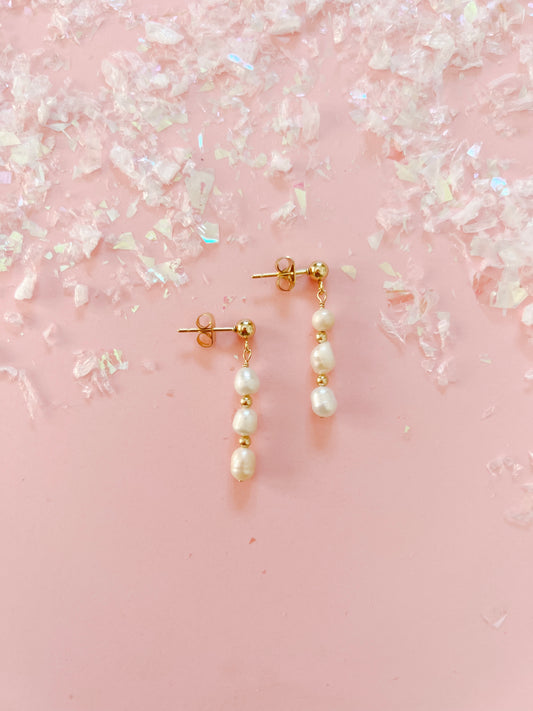 Pearl & Gold Drop Earrings