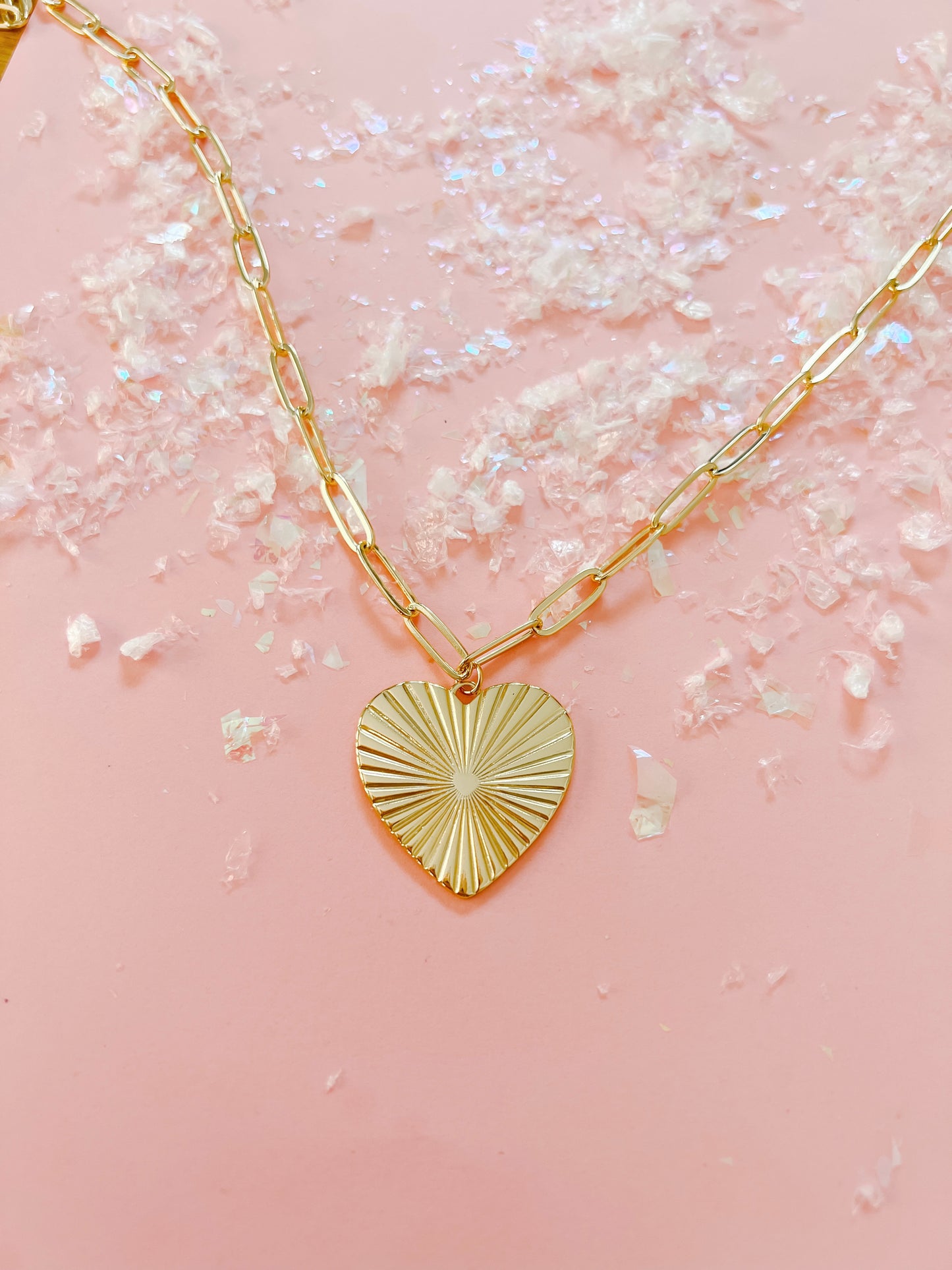 Gold Radiant Heart Necklace