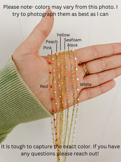White, Pink, Sea Foam Green, or Blue Satellite Layering Chain Necklace