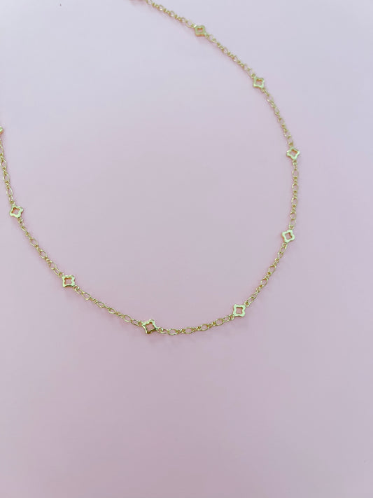 Gold or Silver Quatrefoil Chain Necklace