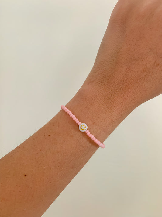 Pink Bead Smiley Face Bracelet