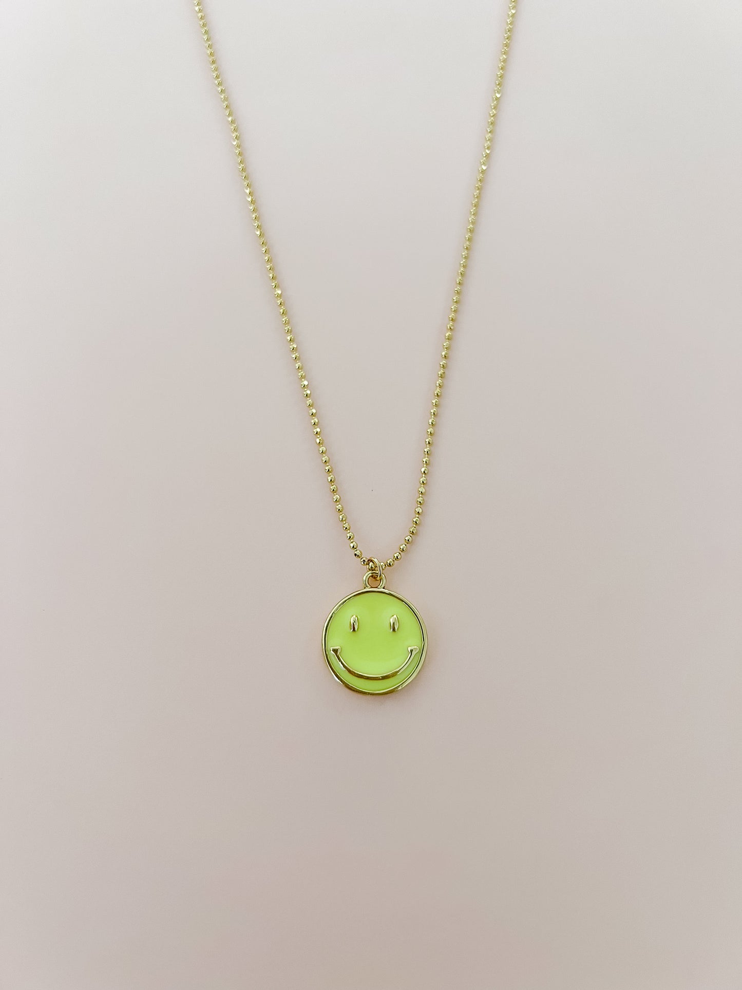 Neon Yellow Smiley Face Necklace