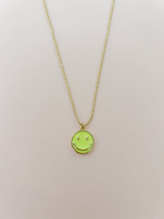 Neon Yellow Smiley Face Necklace