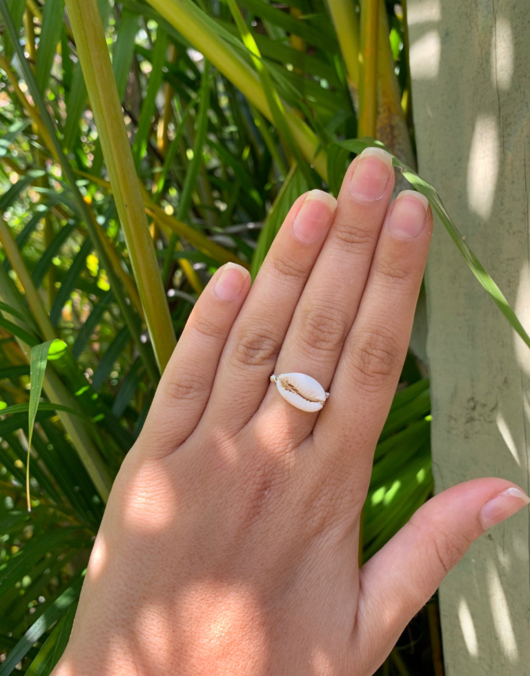 Handmade Horizontal Cowrie Shell Ring