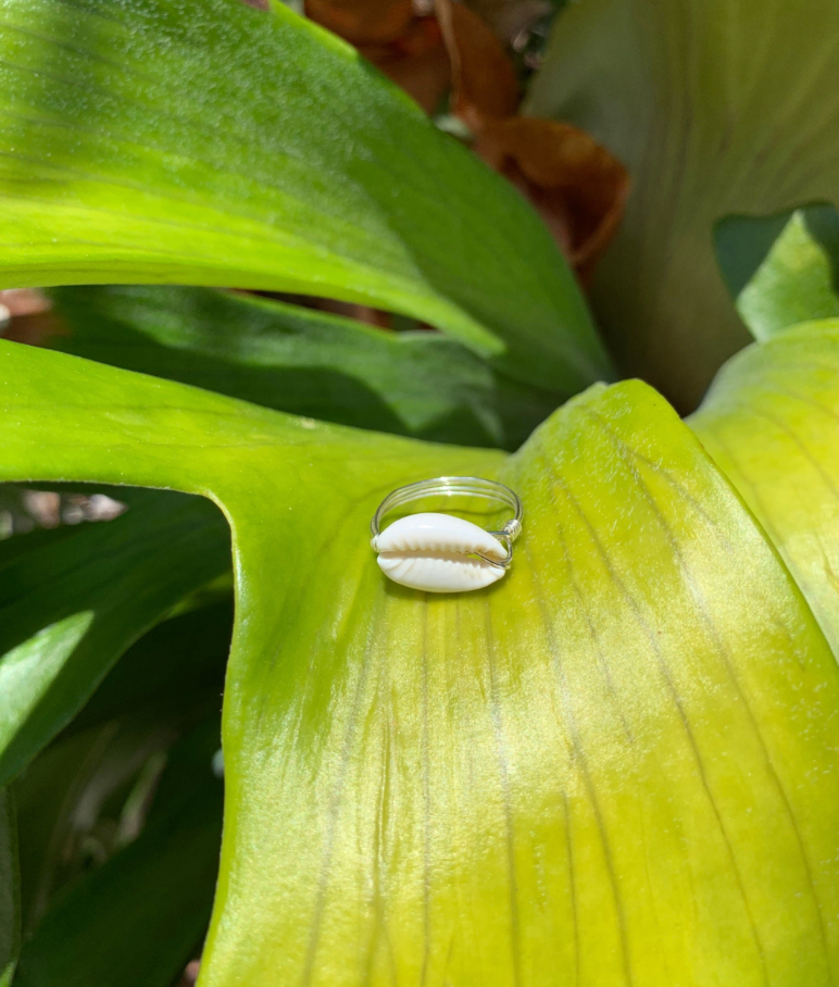 Handmade Horizontal Cowrie Shell Ring