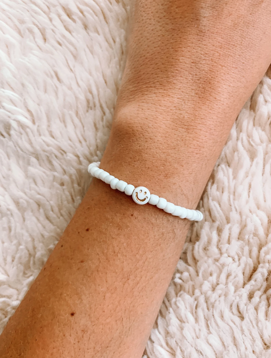 White Bead Smiley Face Bracelet