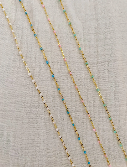 White, Pink, Sea Foam Green, or Blue Satellite Layering Chain Necklace