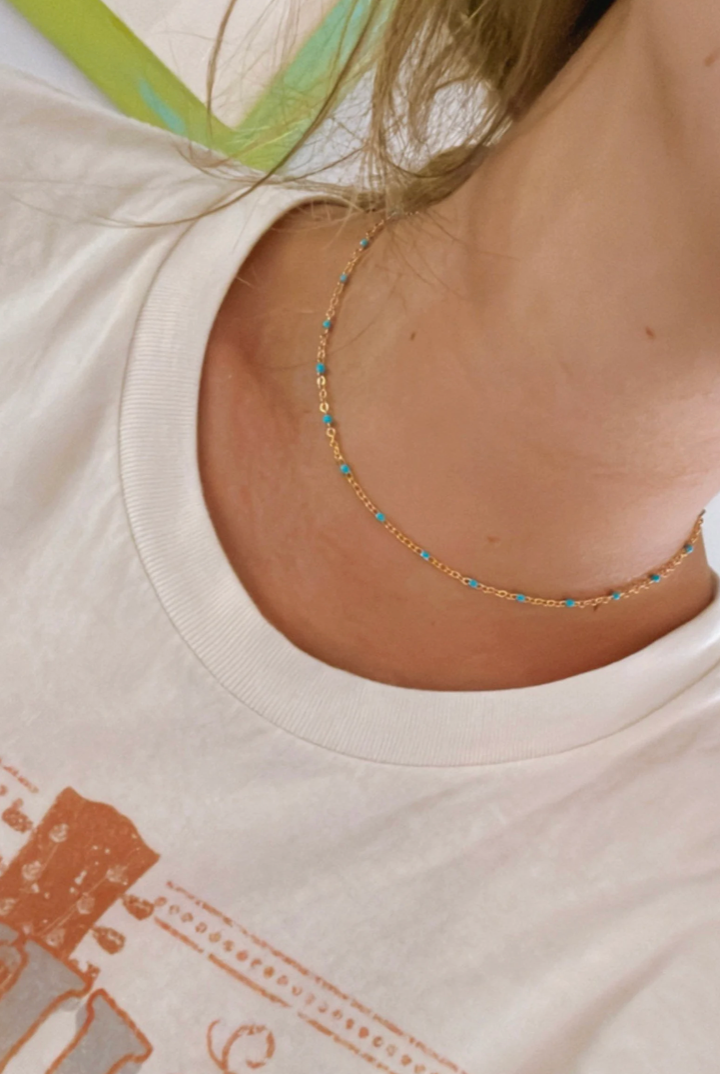 White, Pink, Sea Foam Green, or Blue Satellite Layering Chain Necklace