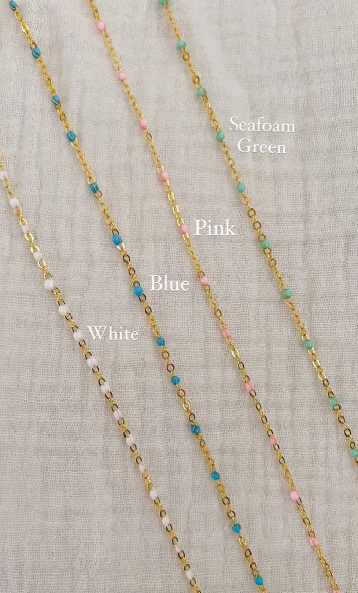 White, Pink, Sea Foam Green, or Blue Satellite Layering Chain Necklace