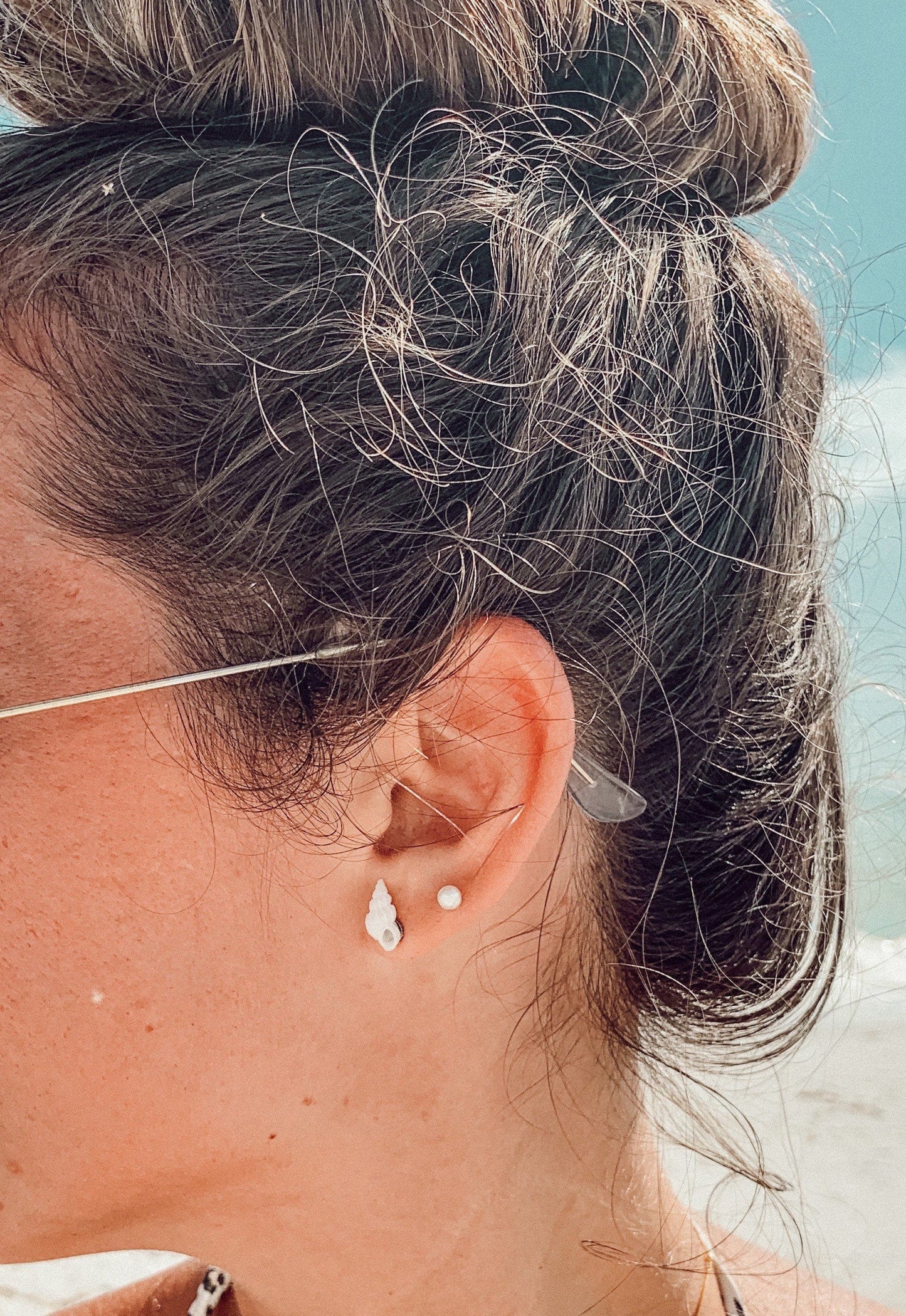 Tiny Real Wentletrap Shell Earrings