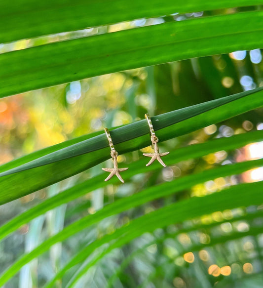 Tiny Gold Starfish Huggie Hoop Earrings