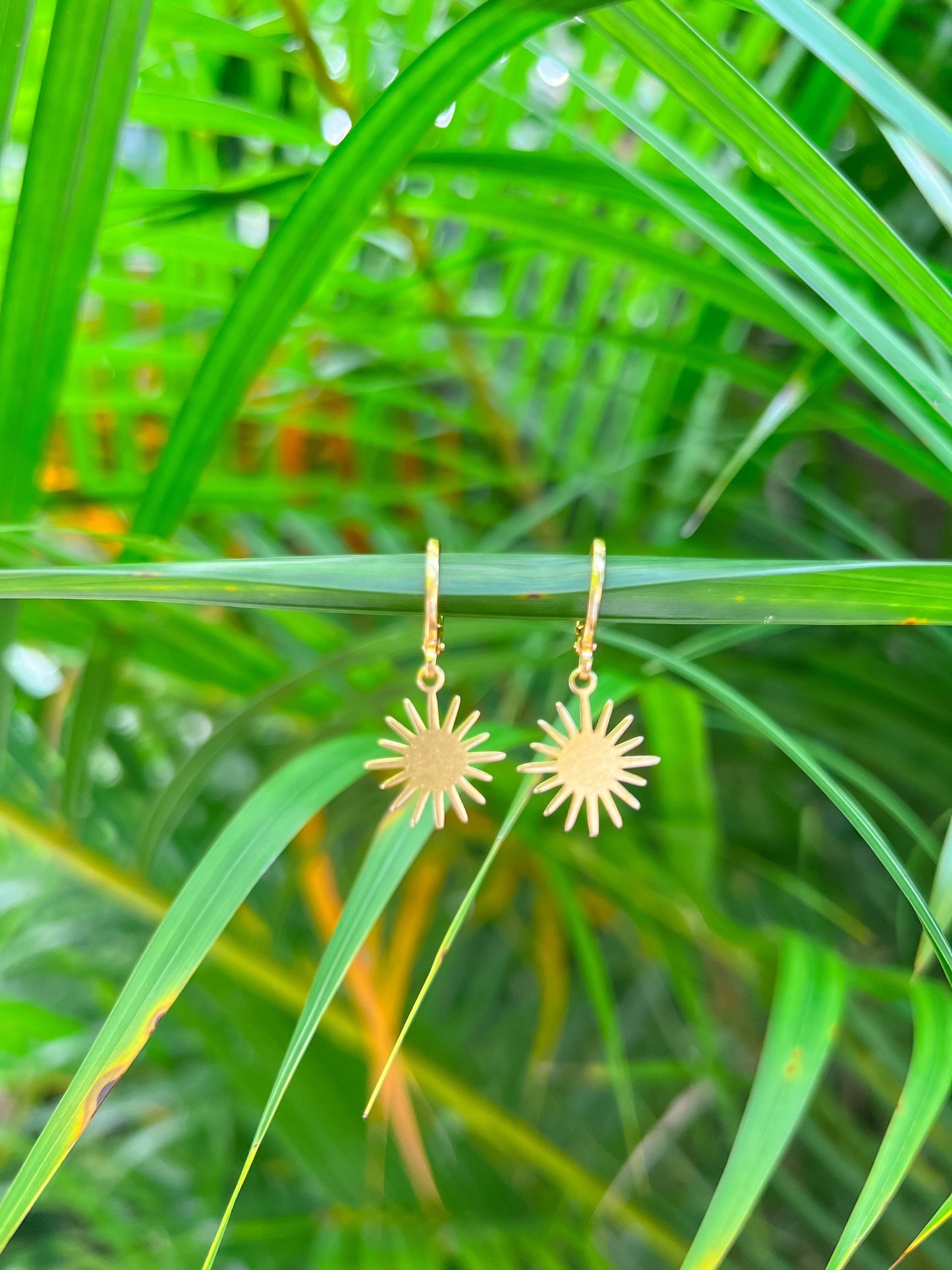 Gold Sun Huggie Hoop Earrings