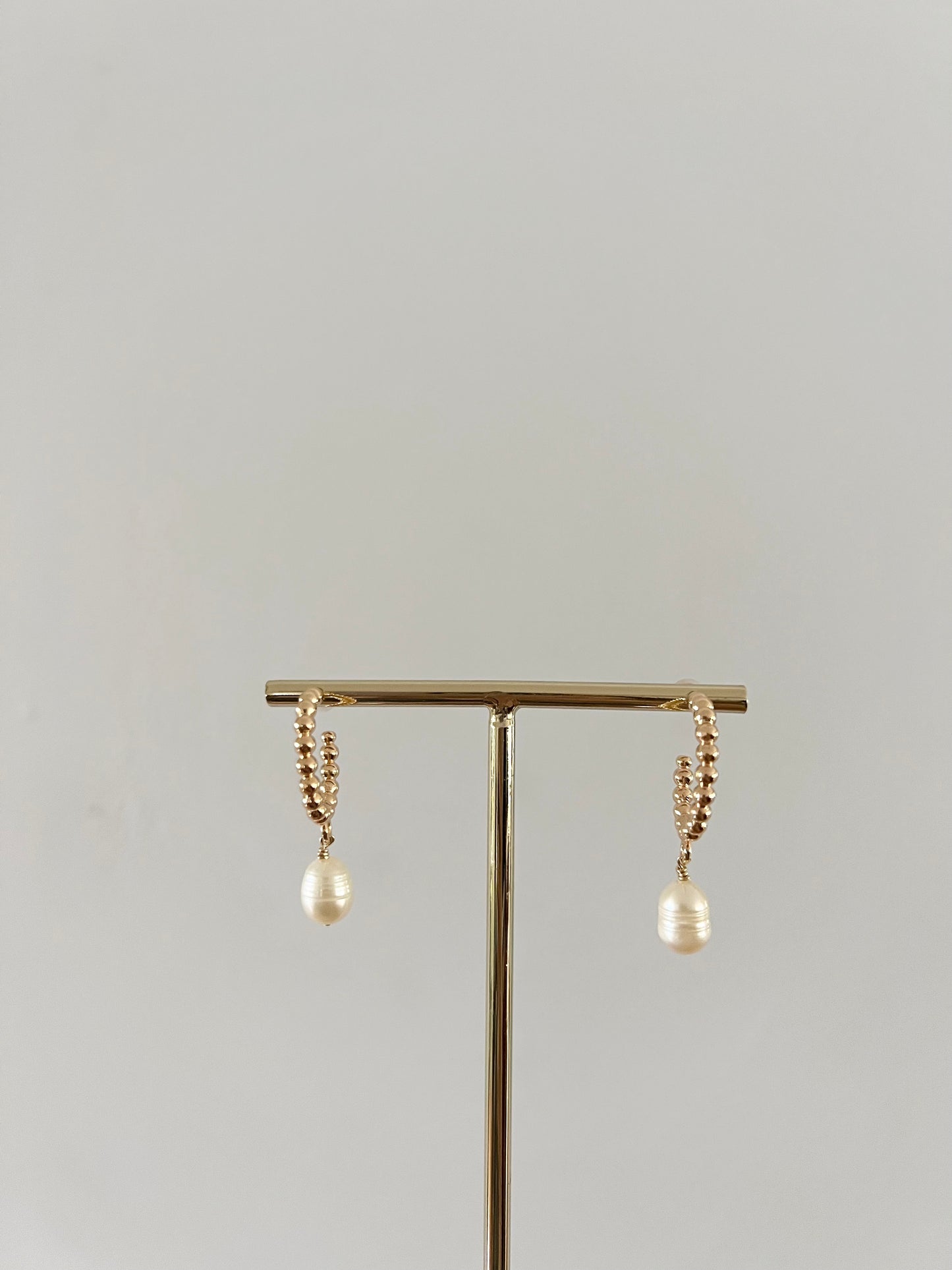 Pearl & Ball Hoop Earring