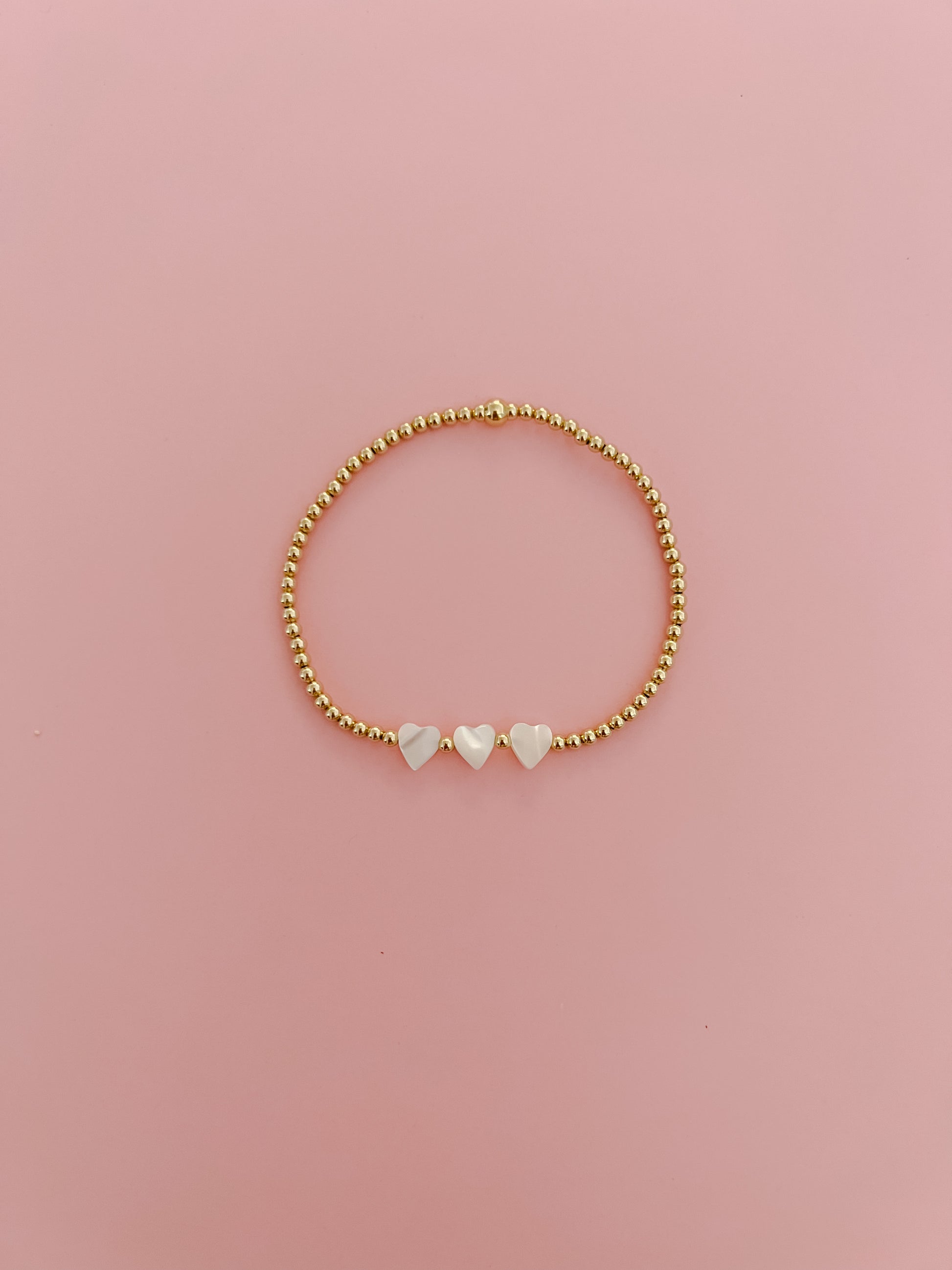 Gold filled bracelet with horizontal hearts