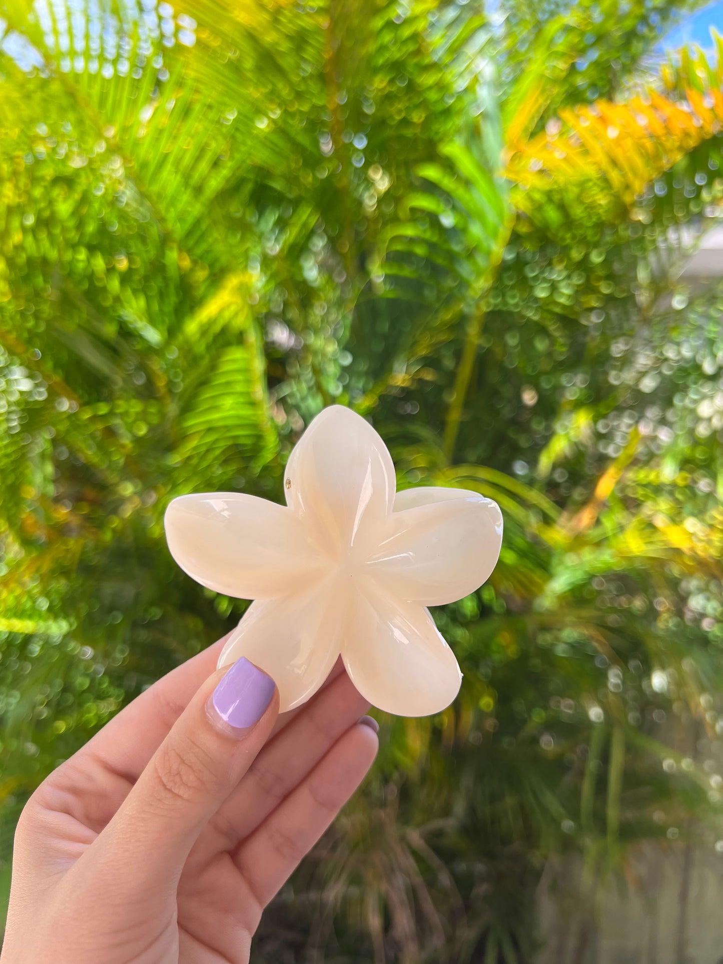 Light Peach Plumeria Claw Clip