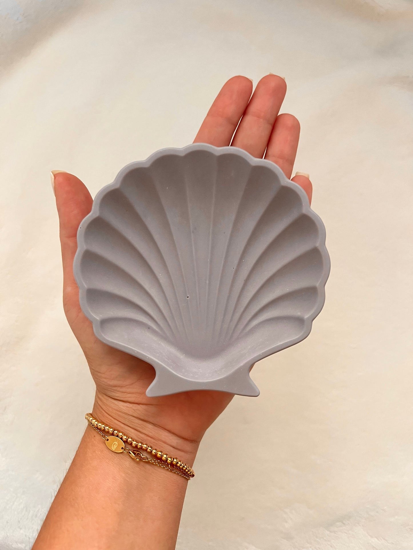 Lavender Grey Seashell Trinket Dish